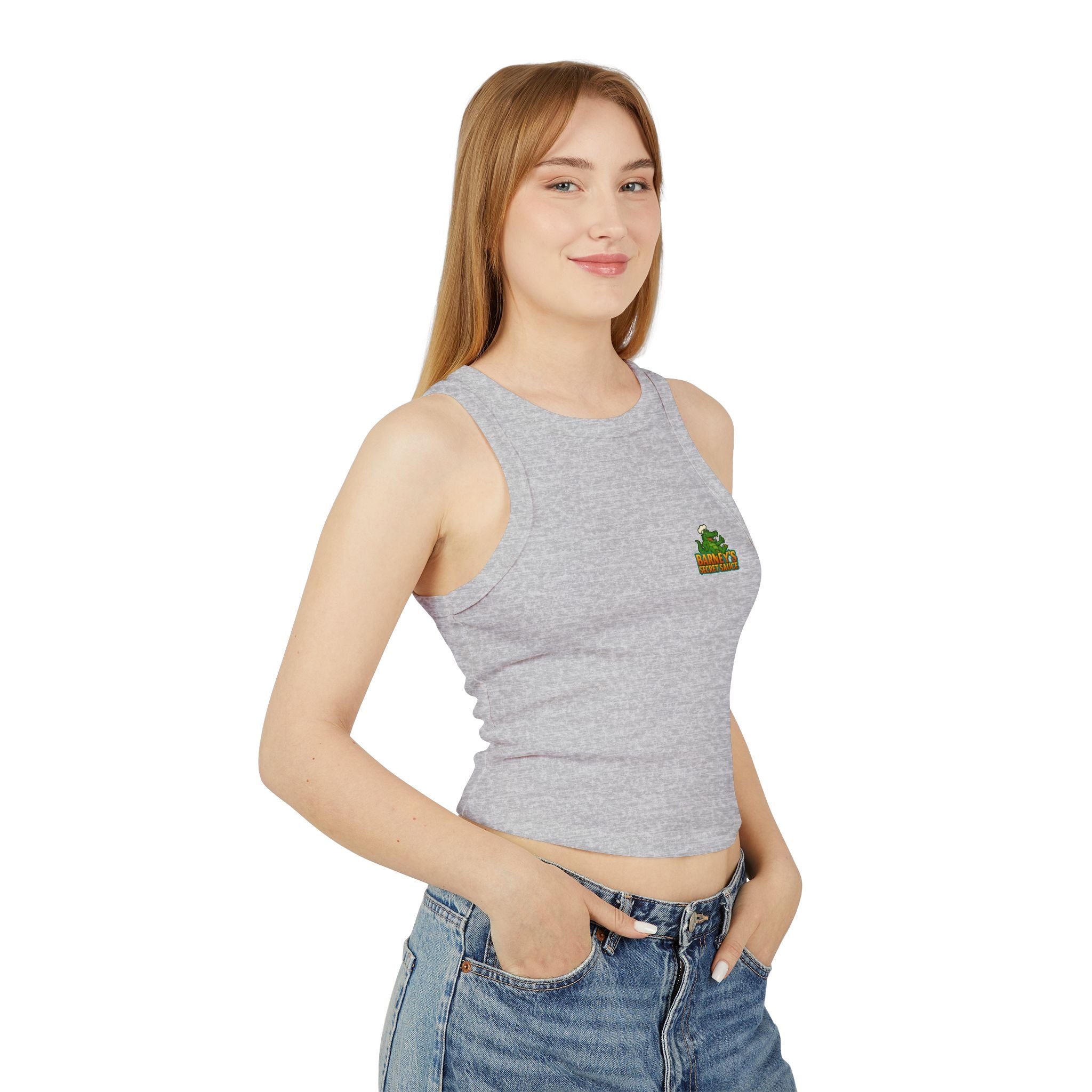 Women's Micro Rib Racer Tank Top - 'I Like to Get a Little Saucy'