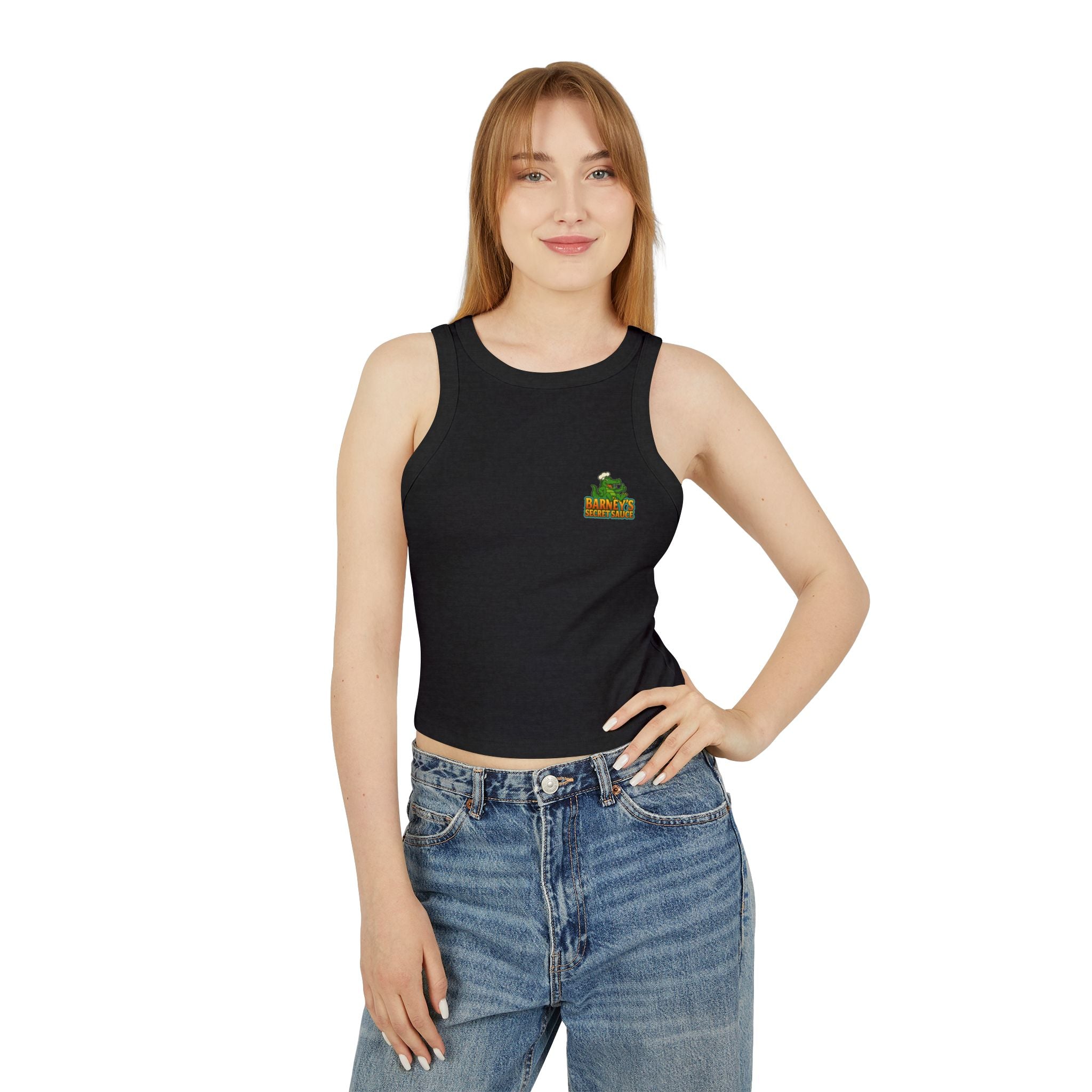 Women's Micro Rib Racer Tank Top - 'I Like to Get a Little Saucy'